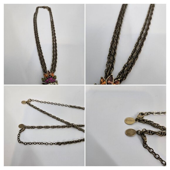 Princess Amanda Borghese Leopard with Crown Rhinestone Necklace Double Chain - Picture 9 of 9